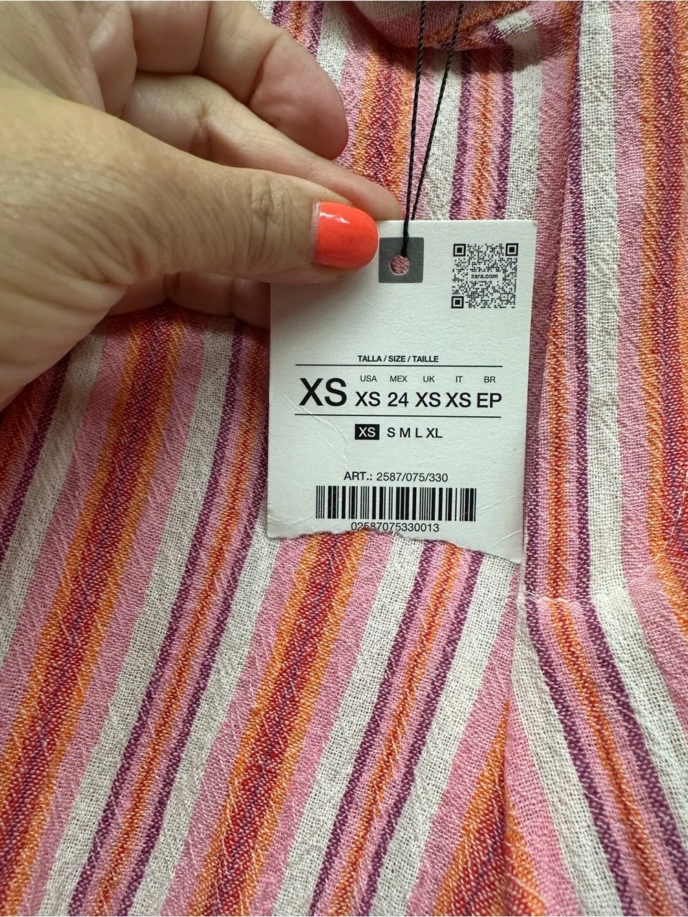 Zara NWT Pink Orange Stripe Wide Leg Linen Blend Pants XS Coastal Resort